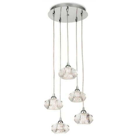 Firstlight Lisbon - Suspension à 5 ampoules, chrome, verre décoratif transparent, G9
