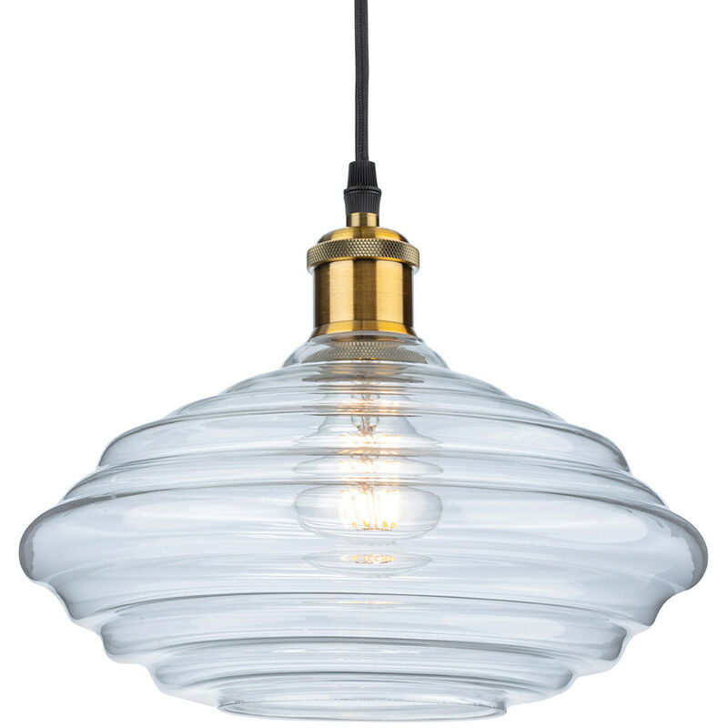 Logan Dome Pendant Light Antique Brass with Clear Glass - Firstlight