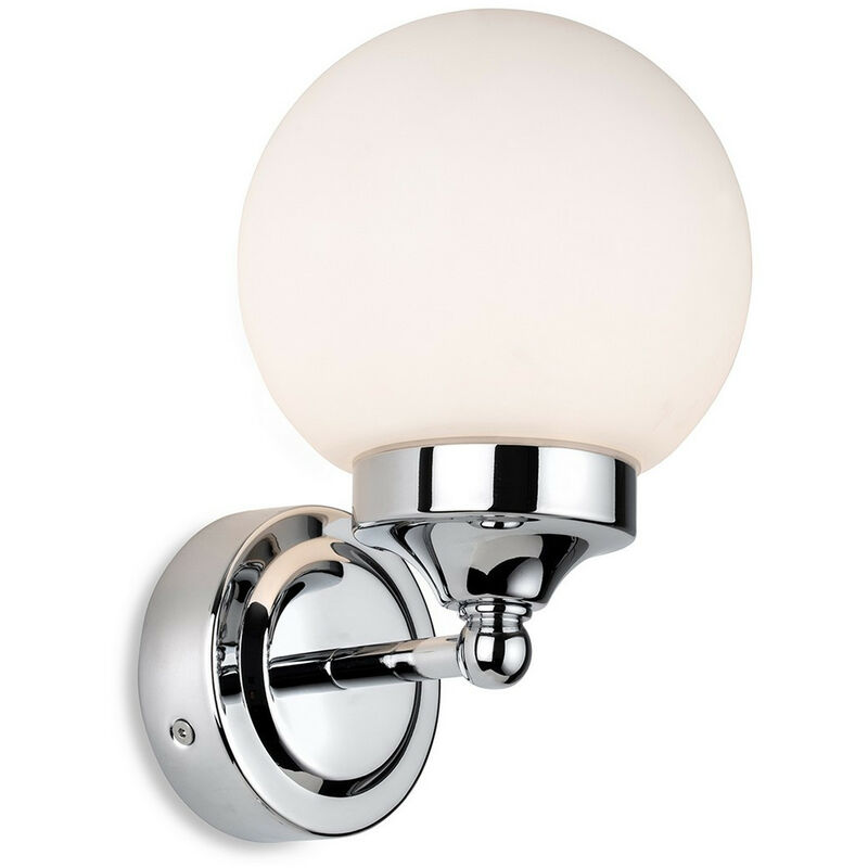 Firstlight Louis Applique Globe Salle de Bain Chrome avec Verre Blanc Opale IP44
