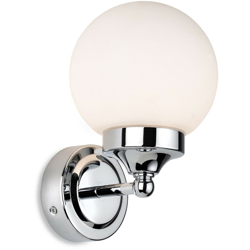 Firstlight - Louis Bathroom Globe Wall Light Chrome with Opal White Glass IP44
