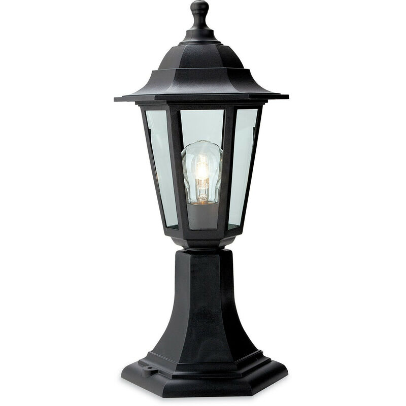 Image of Firstlight Malmo - 1 Lanterna con Pedale Luminoso - Colonna Resina Nera IP44, E27