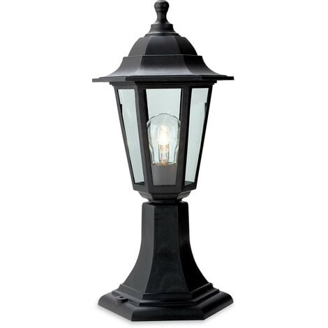 FIRSTLIGHT PRODUCTS Firstlight Malmo - 1 Light Pedstal Lantern - Pillar Black Resin IP44, E27