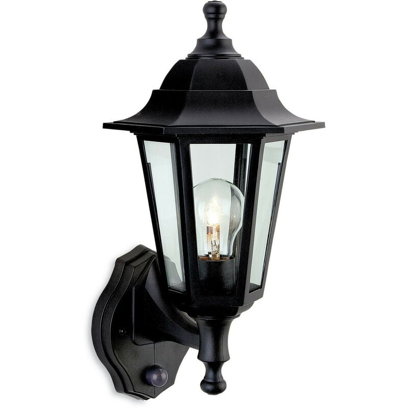 Image of Firstlight Malmo - Lanterna da parete per esterni 1 luce - verticale con resina nera Pir IP44, E27