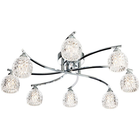 Firstlight Maple - Plafonnier à 8 ampoules au chrome, verre transparent moulé, G9