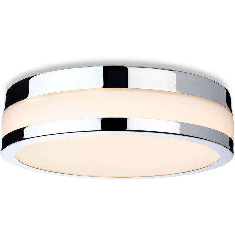 Marnie 220cm LED Flush Ceiling Fitting Chrome with Opal White Glass IP44 - Firstlight