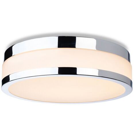 Firstlight Marnie Plafonnier LED 290cm Chrome avec Verre Opale Blanc IP44