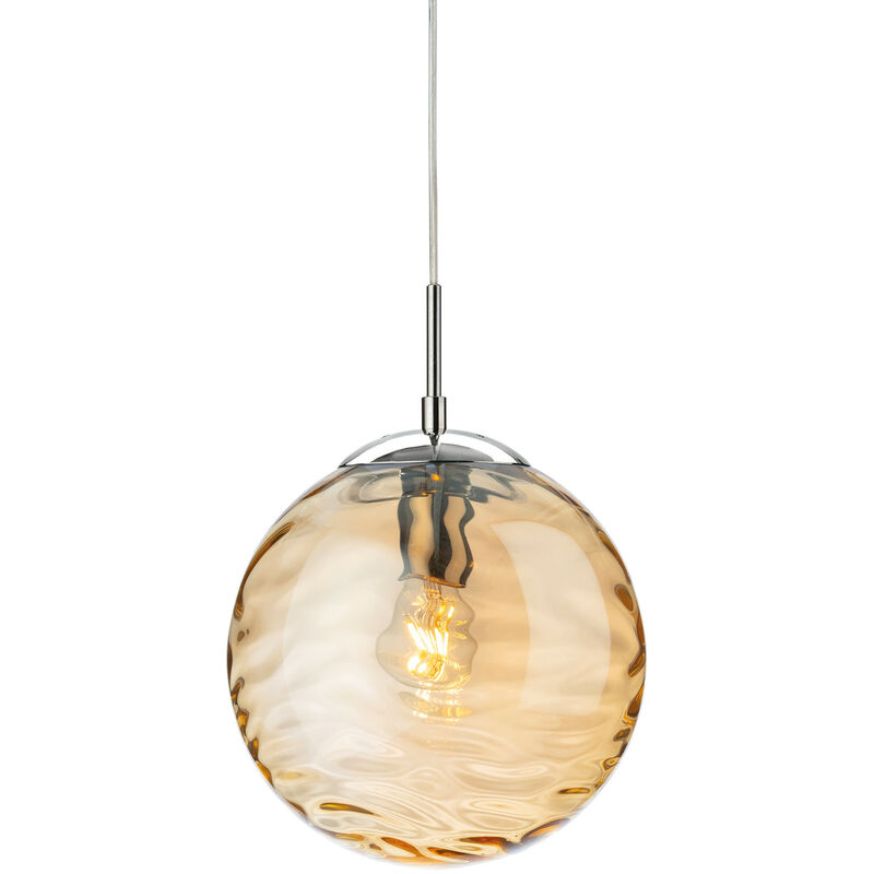 Mercury Globe Pendant Light Chrome with Amber Glass - Firstlight