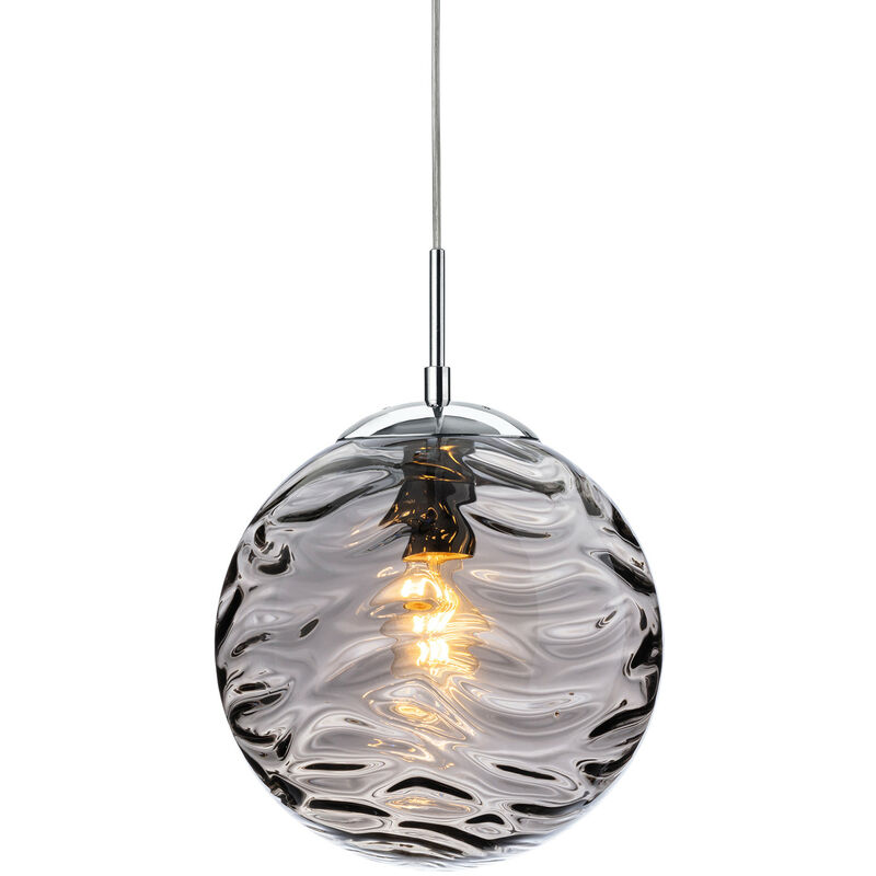Mercury Globe Pendant Light Chrome with Smoked Glass - Firstlight