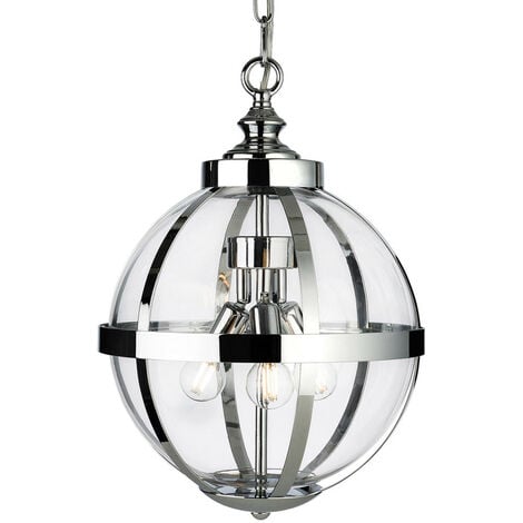 FIRSTLIGHT PRODUCTS Firstlight Monroe Contemporary Style 3-Light Pendant Light in Chrome and Clear Glass