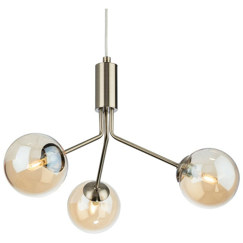 

Montana 3 Light Globe Fitting Latón antiguo con vidrio ámbar - Firstlight