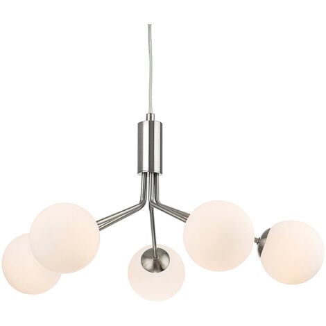 FIRSTLIGHT PRODUCTS Firstlight Montana 5 Light Globe Fitting Brushed Steel with Opal White Glass