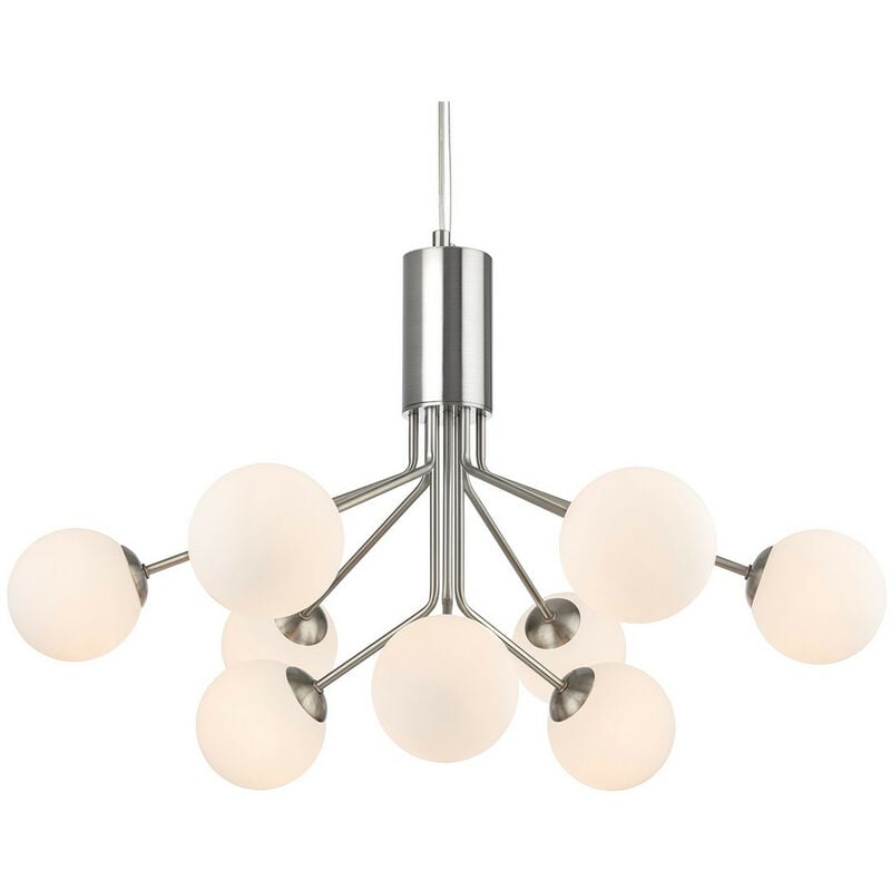 

Montana 9 Light Globe Fitting Acero cepillado con vidrio blanco ópalo - Firstlight