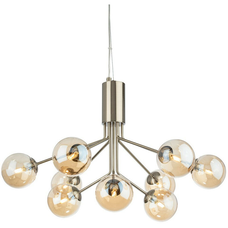 

Montana 9 Light Globe Fitting Latón antiguo con vidrio ámbar - Firstlight