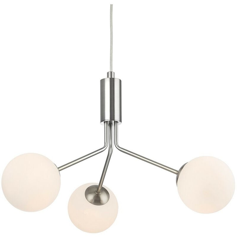 Firstlight Montana Raccord globe à 3 ampoules en acier brossé avec verre blanc opale