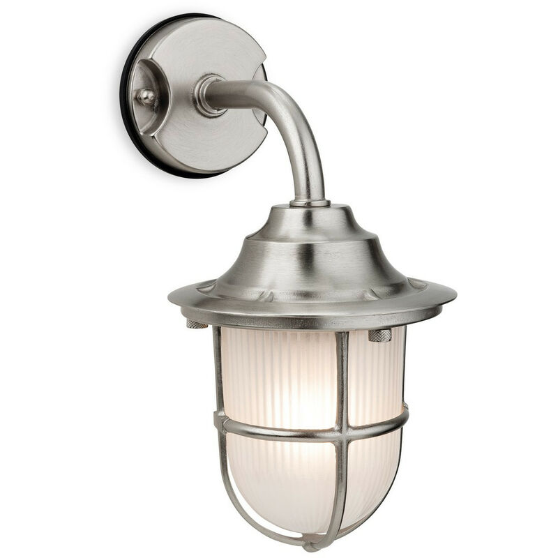 

Nautic - 1 lámpara de pared para exteriores ligera de níquel, vidrio esmerilado IP64, E27 - Firstlight