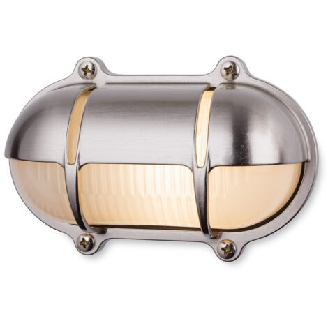 Firstlight Nautic Applique Murale Extérieure Laiton Ovale Finition Nickel IP64, E27
