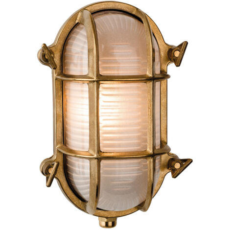 Firstlight Nautic - Cloison extérieure à 1 ampoule, laiton affleurant, verre dépoli IP64, E27