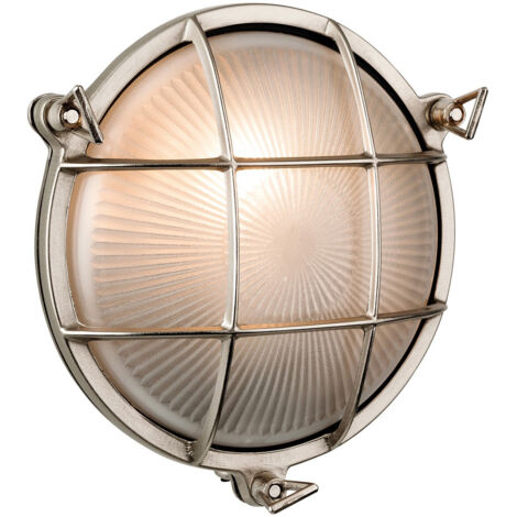 Firstlight Nautic - Cloison extérieure à 1 ampoule, nickel affleurant, verre dépoli IP64, E27