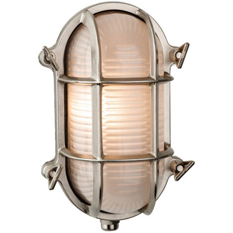 Firstlight Nautic - Cloison extérieure à 1 ampoule, nickel affleurant, verre dépoli IP64, E27