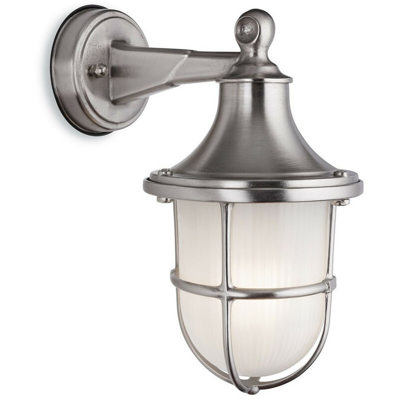 

Nautic - Linterna de pared de latón para exteriores con acabado en níquel IP64, E27 - Firstlight