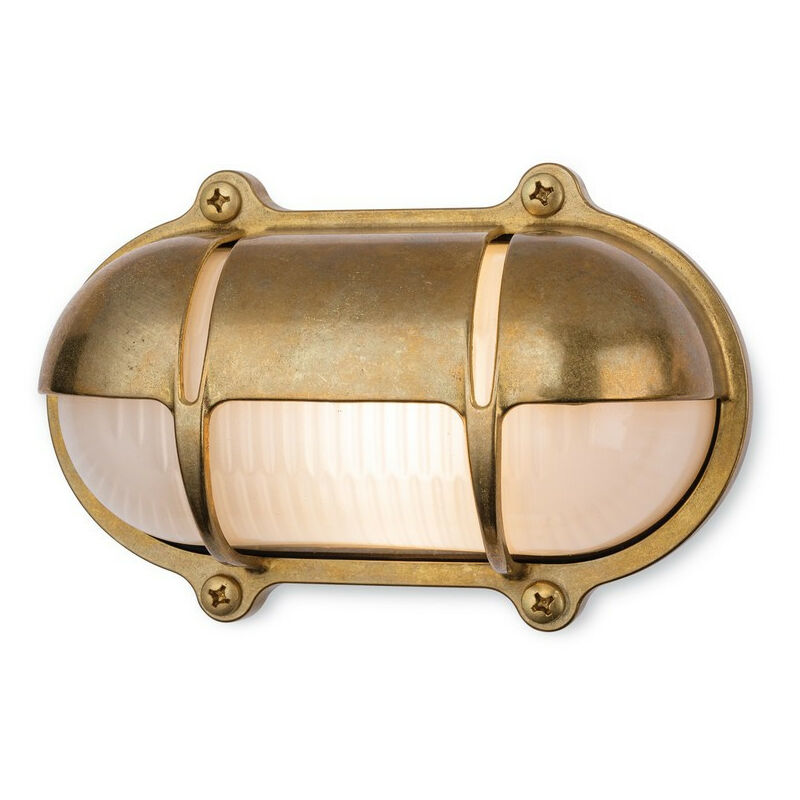 Nautic Outdoor Brass Bulkheads Wall Light Oval Brass IP64, E27 - Firstlight
