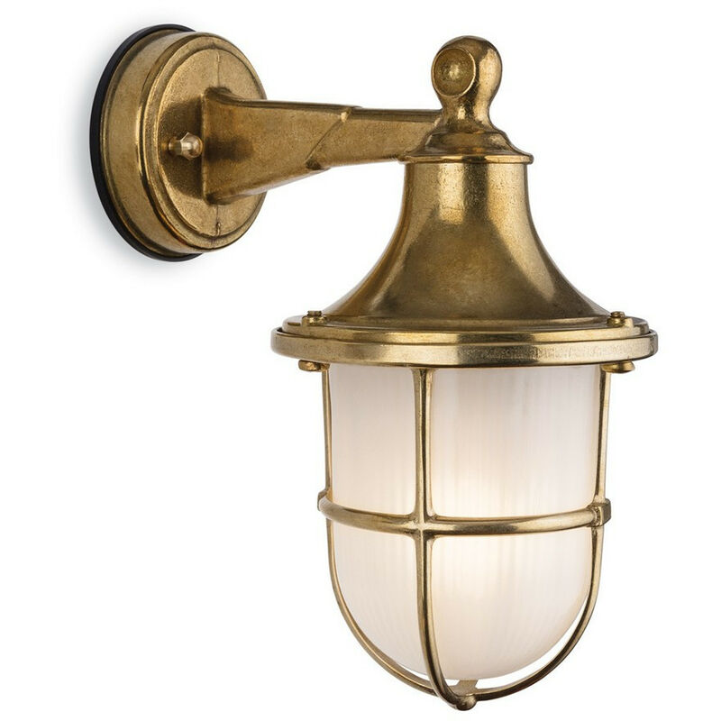 Nautic Outdoor Brass Wall Lantern Brass IP64, E27 - Firstlight