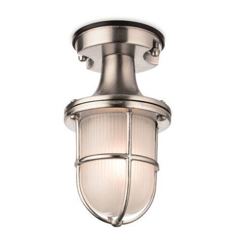 Firstlight Nautic - Plafonnier extérieur à 1 ampoule nickel avec verre givré IP54, E27