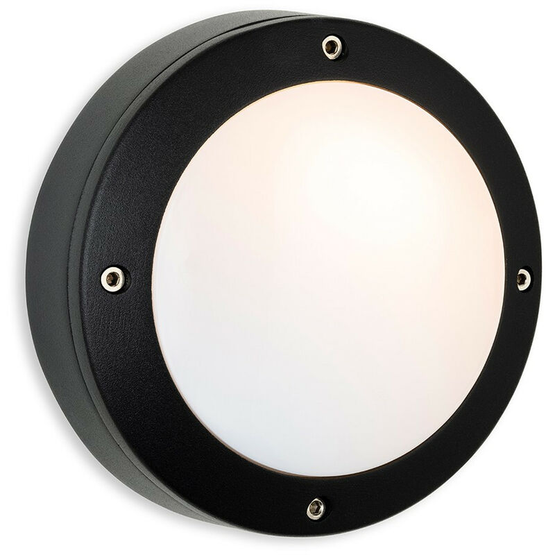 Firstlight Nova Applique murale noire avec diffuseur en polycarbonate blanc IP44