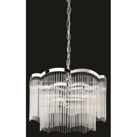 Firstlight Opera - Suspension à 2 ampoules au fini chrome, tiges en verre transparent, E14