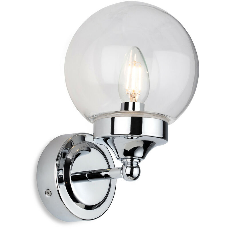 Firstlight - Oscar Bathroom Globe Wall Light Chrome with Clear Glass IP44