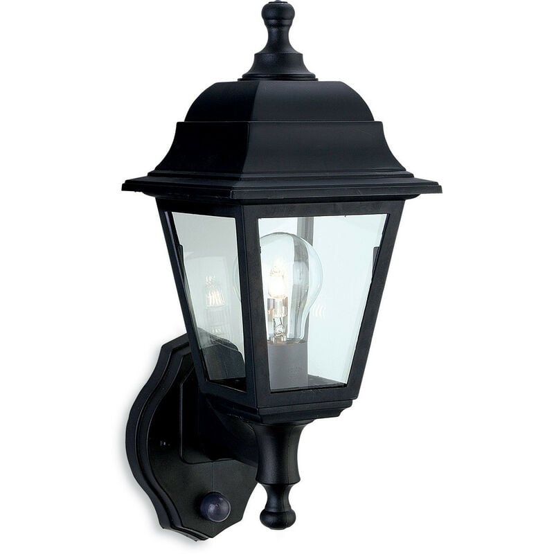 Image of Firstlight Products - Firstlight Oslo - Lanterna da parete per esterni 1 luce - verticale con resina nera Pir IP44, E27