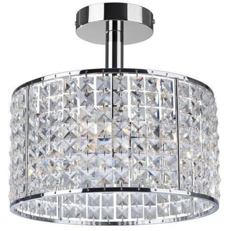 Firstlight Pearl - Plafonnier de salle de bains semi-encastré à 4 ampoules au fini chrome, cristal IP44, G9