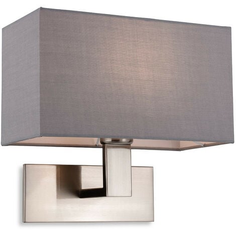 Firstlight Raffles Applique Acier Brossé avec Abat-Jour Rectangle Gris