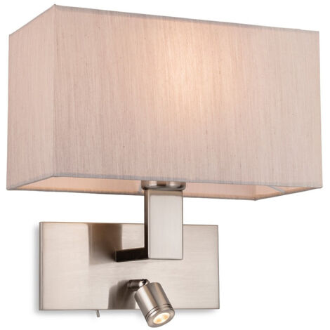Firstlight Raffles Applique avec liseuse à interrupteur réglable en acier brossé avec abat-jour en huître