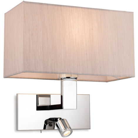 Firstlight Raffles Applique Murale avec Lampe de Lecture à Commutation Ajustable Chrome avec Abat-Jour Oyster