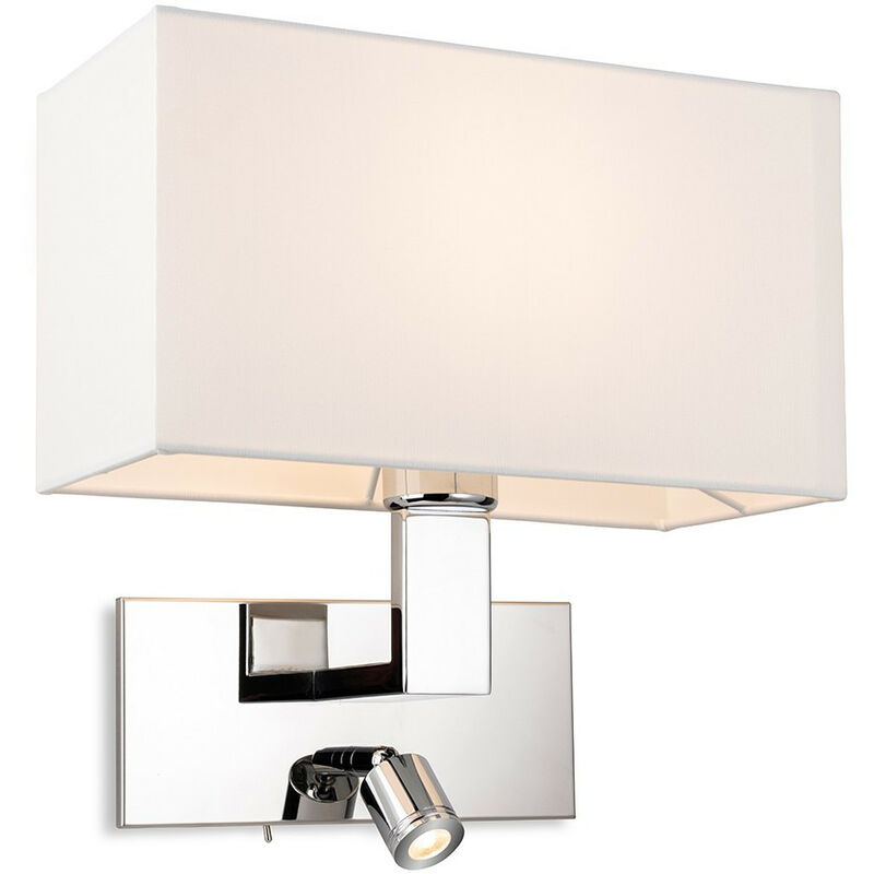 

Raffles Lámpara de pared con luz de lectura conmutada ajustable Cromo con pantalla crema - Firstlight