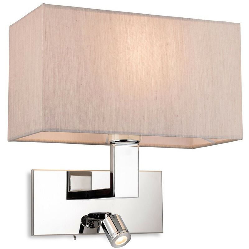 

Raffles Lámpara de pared con luz de lectura conmutada ajustable Cromo con pantalla Oyster - Firstlight