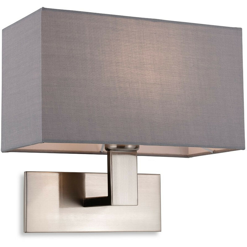 

Raffles Lámpara de pared de acero cepillado con pantalla rectangular gris - Firstlight