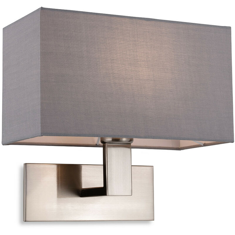 Firstlight Raffles Wall Lamp Brushed Steel with Rectangle Grey Shade