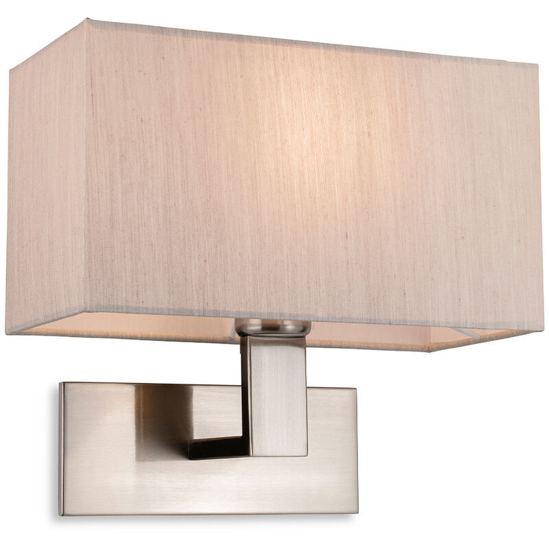 Firstlight Raffles Wall Lamp Brushed Steel with Rectangle Oyster Shade