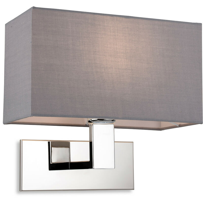 Firstlight Raffles Wall Lamp Chrome with Rectangle Grey Shade