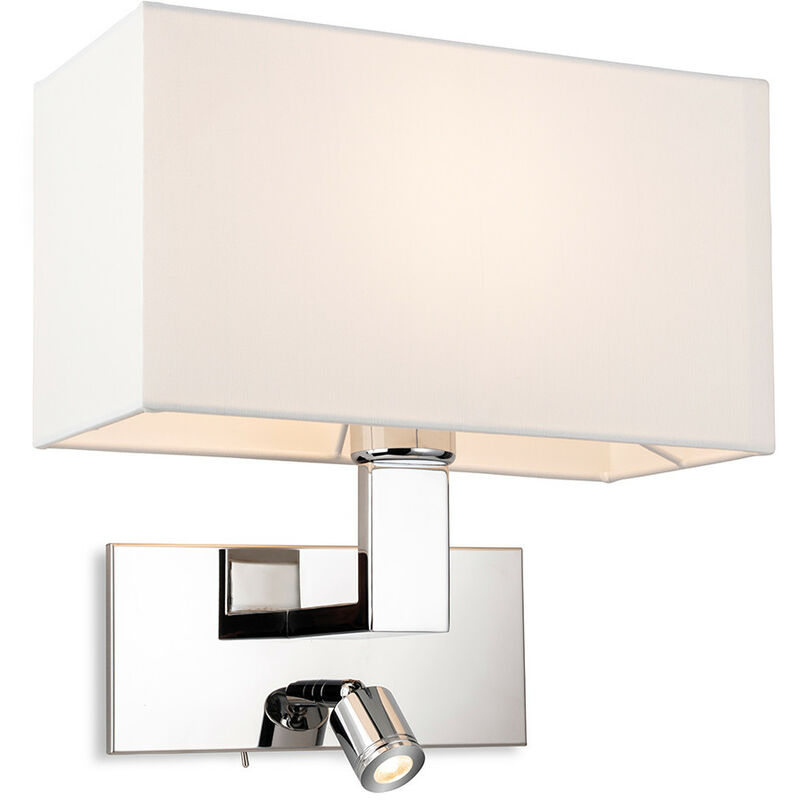 Firstlight Raffles Wall Lamp with Adjustable Switched Reading Light Chrome with Cream Shade