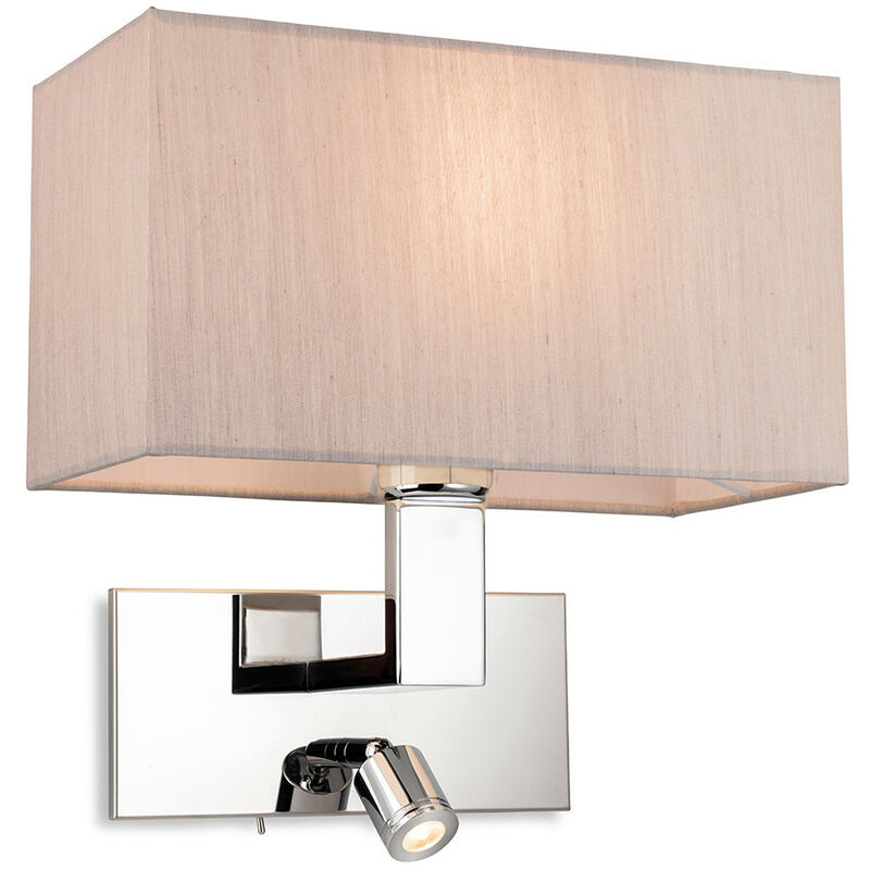 Firstlight Raffles Wall Lamp with Adjustable Switched Reading Light Chrome with Oyster Shade