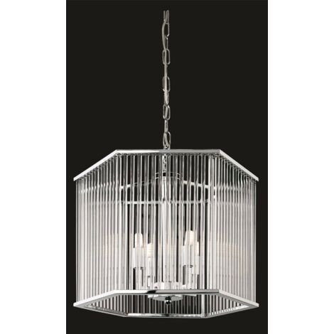 Firstlight Rialto - Plafonnier à 4 ampoules - Chrome hexagonal, tiges de verre transparent, G9