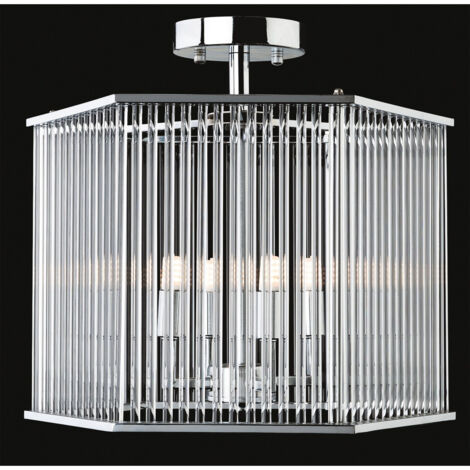 Firstlight Rialto - Semi-encastré à 4 ampoules - Chrome hexagonal, tiges en verre transparent, G9