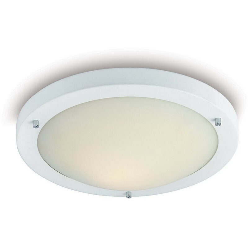 Firstlight Rondo - Plafoniera a 1 Luce Bianco Opaco, Vetro Opalino IP54, E27