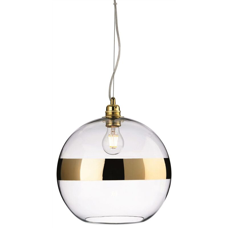 Saturn - 1 Light Globe Ceiling Pendant Gold, Clear Glass, E27 - Firstlight