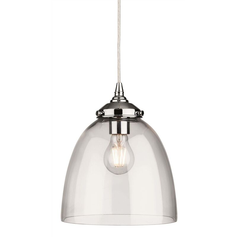Firstlight Seville - 1 Light Dome Ceiling Pendant Chrome with Clear Glass, E27