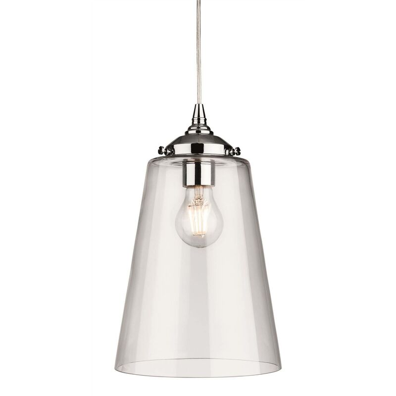 Seville - 1 Light Dome Ceiling Pendant Chrome with Clear Glass, E27 - Firstlight