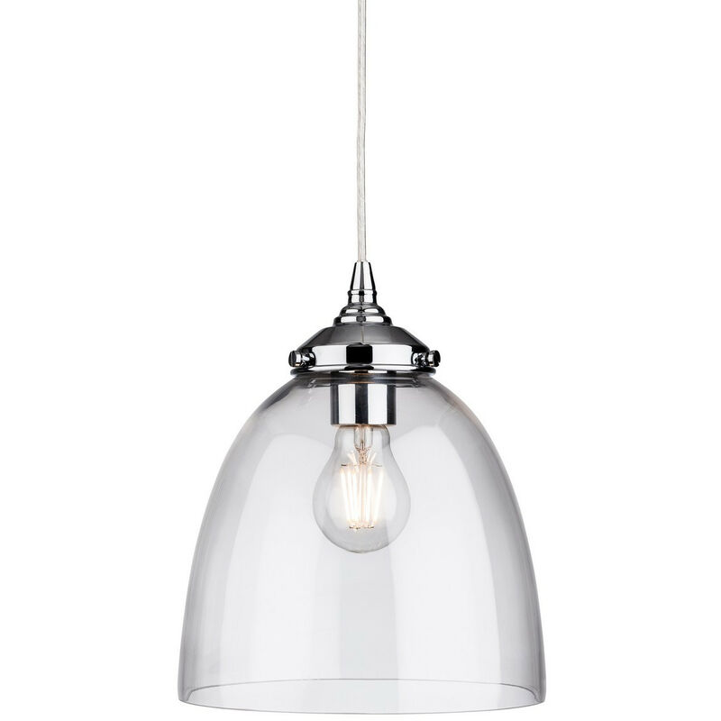 Firstlight - Seville - Suspension de plafond à 1 ampoule en chrome avec verre transparent, E27